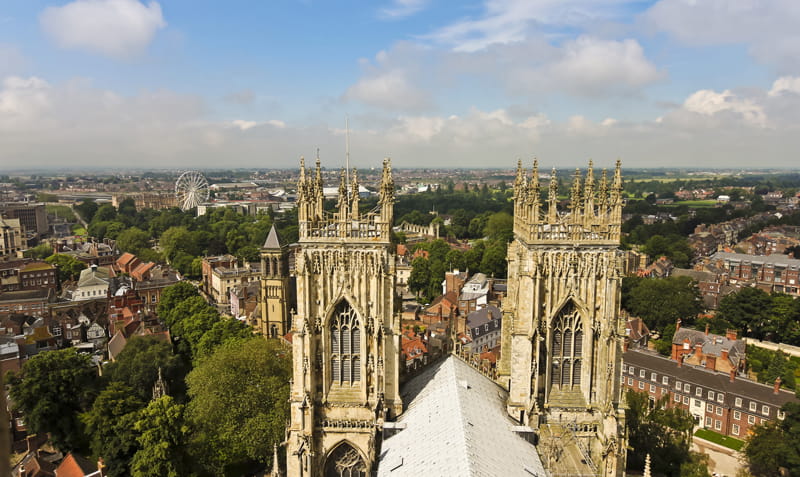 View from the top of York Minister in the UK