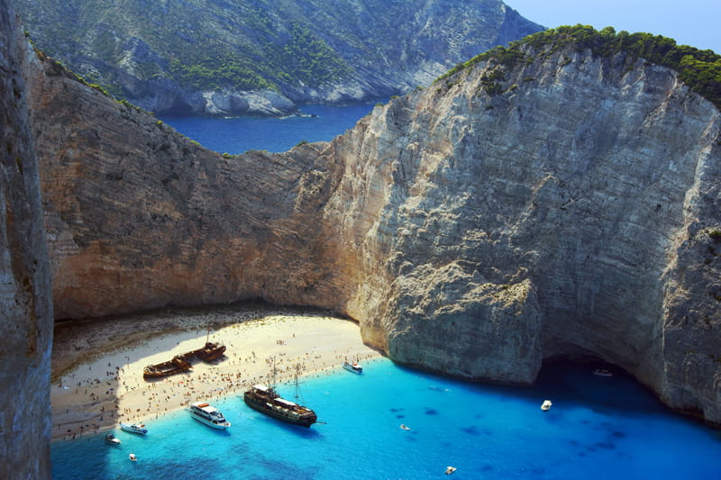 Shipwreck on Navagio beach in Zakynthos