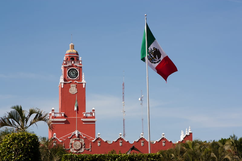 Cathedral in Mexico's white city of Merida