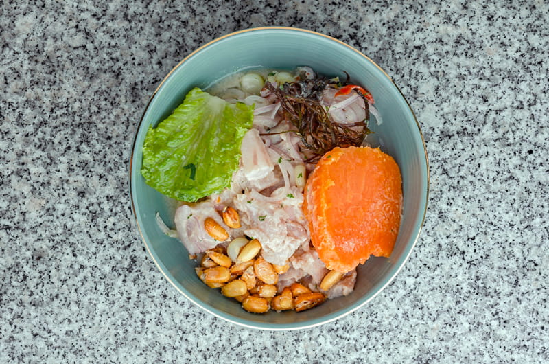 Traditional Peruvian ceviche dish