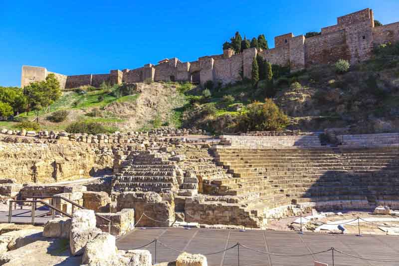 The historic Moorish La Alcazaba castle in Malaga