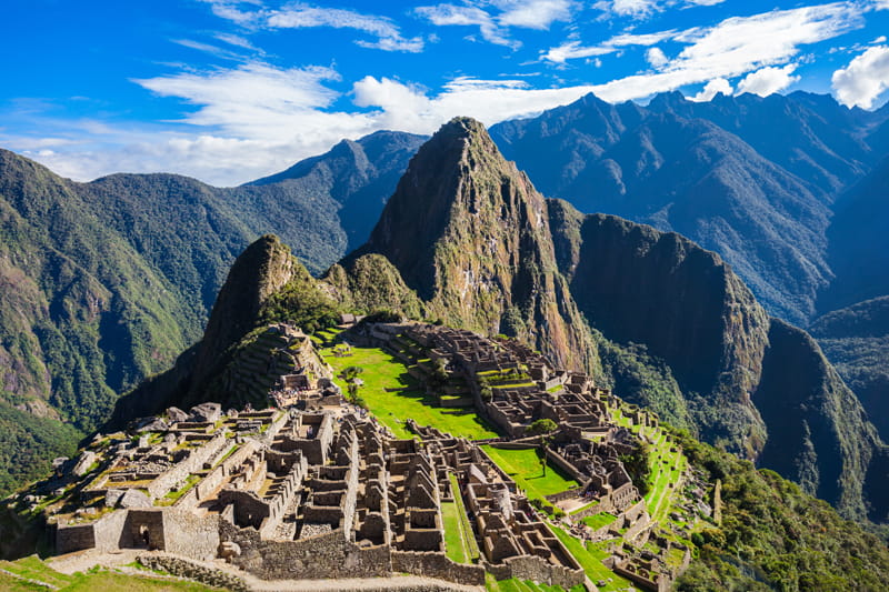 Machu Picchu in the Andes Mountain Range in Peru