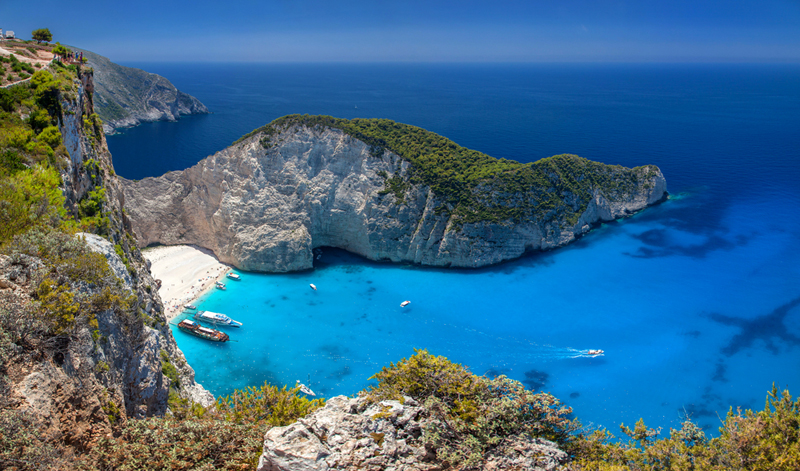 Famous Navagio Beach on the Greek island of Zakynthos