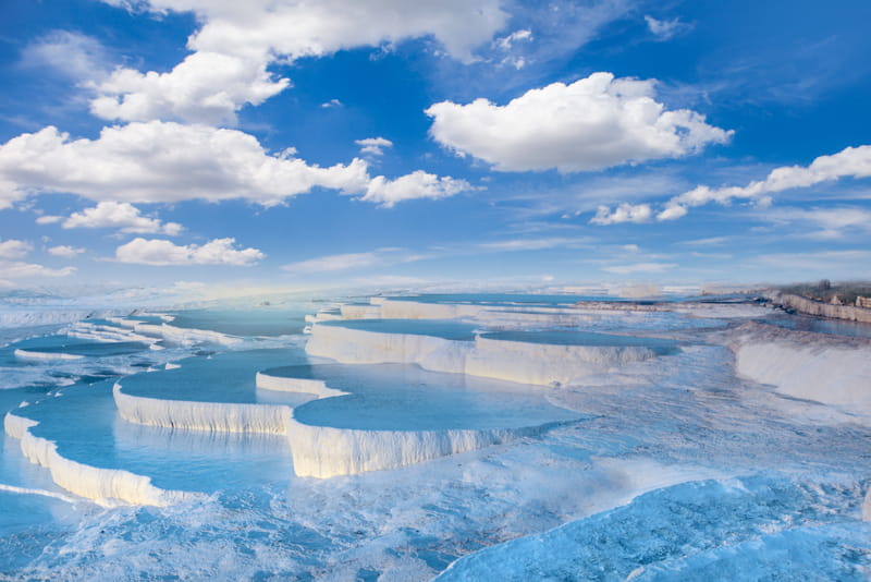 Hierapolis-Pamukkale terraces in Turkey