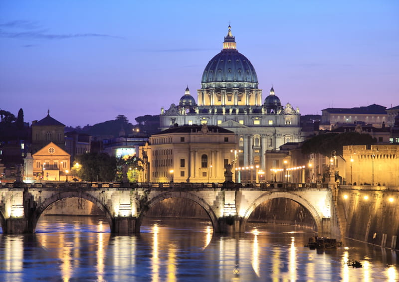 Vatican City at night in Rome