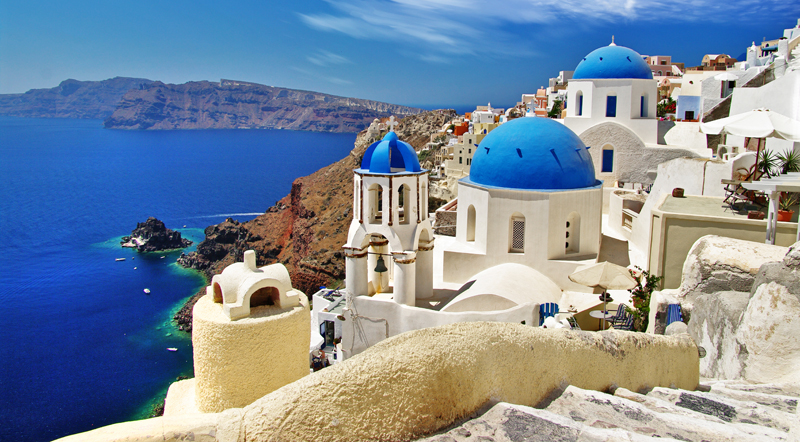 Whitewashed houses of the Greek island of Santorini