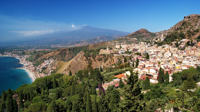 Mount Etna and Taormina in Sicily