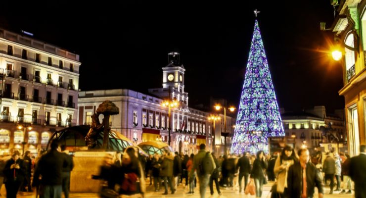 Christmas in Madrid. Christmas tree in Sol Square