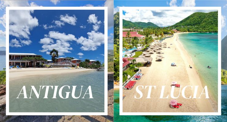 Antigua and st Lucia beachfront locations